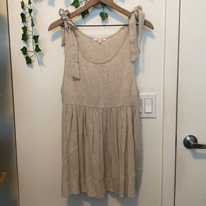 lottie moss / pacsun beige linen baby doll dress